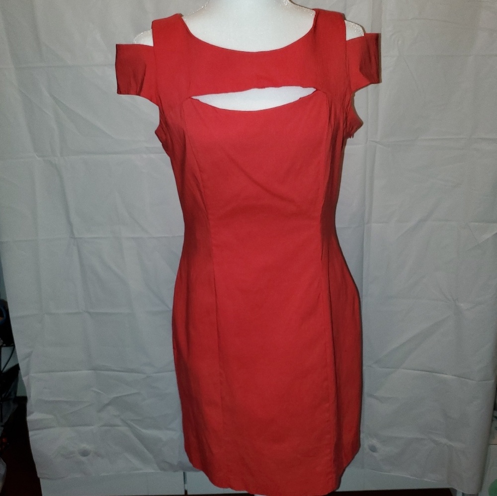 LESLIE FAY a-line size 10 dress in coral